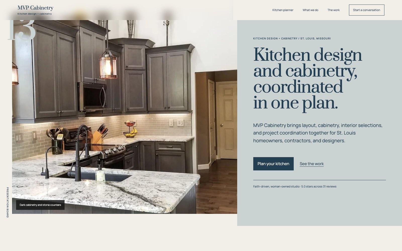 The new MVP Cabinetry homepage concept