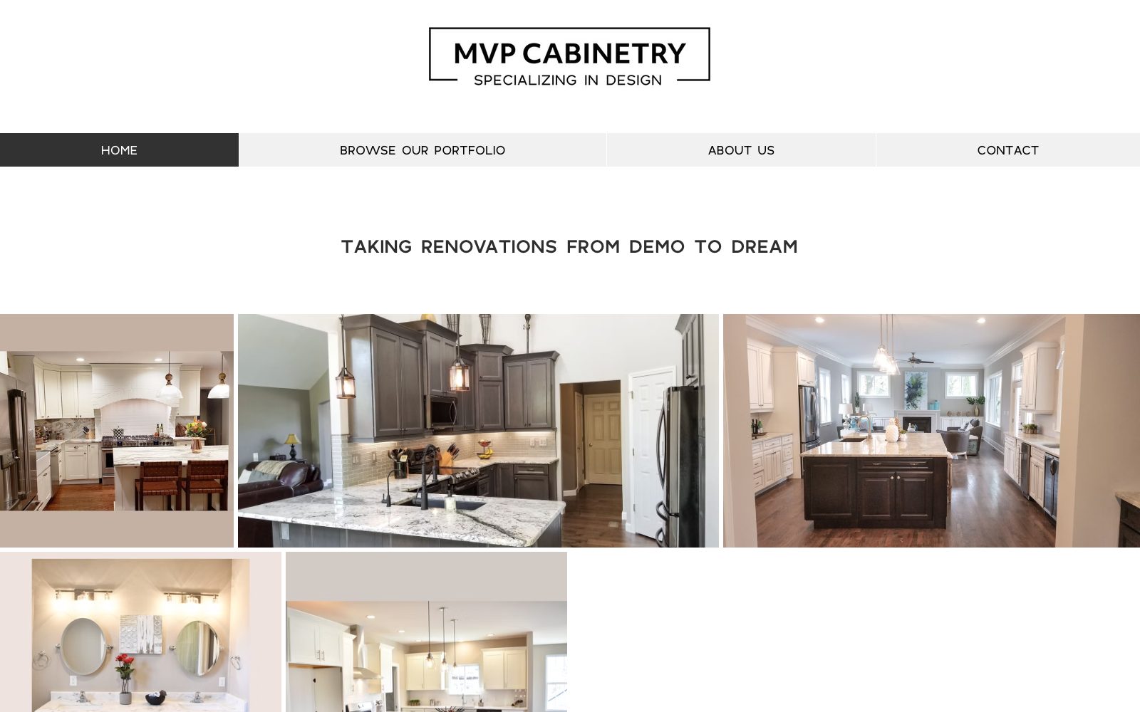 The current mvpcabinetrycompany.com homepage
