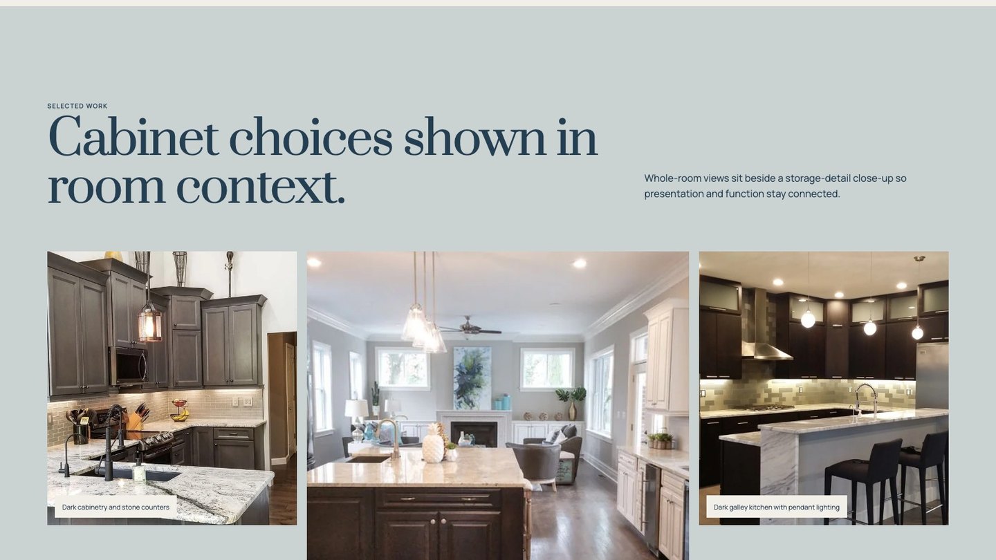 The project section of the new homepage